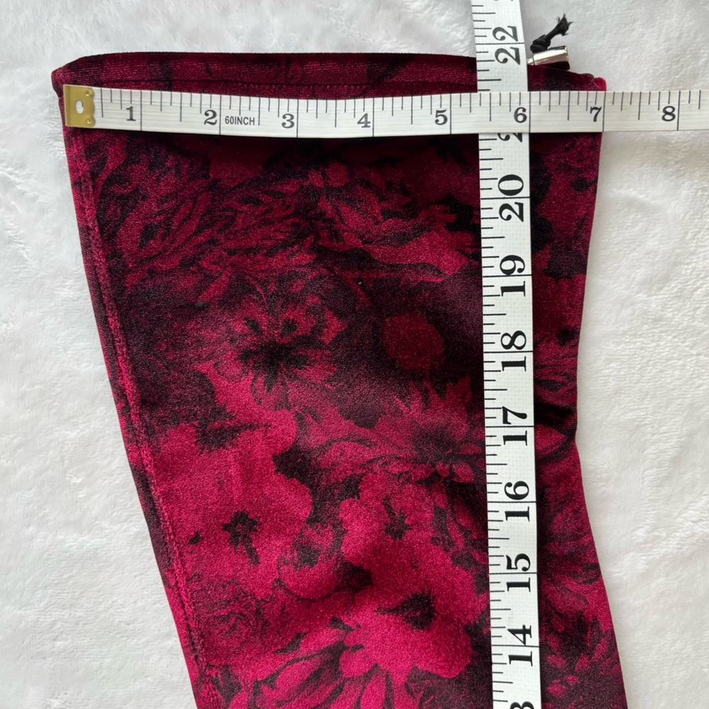 BEAUTIISOLES Mariana Over-The-Knee Red Floral Velvet Stiletto Boot--NEW-… - Picture 16 of 16